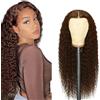 AiPliantfis 4x4 Lace Front Wig Human Hair Parrucca donna capelli veri umani Lace Wig Curly Wave with Baby Hair Bleached Knot Brazilian Remy Hair Unprocessed Virgin Hair for Black Woman 12 Inch