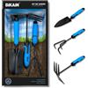 BIKAIN - Kit per giardinaggio e orticoltura - Include pala larga, piccone + forca e coltivatore - Manici ergonomici e antiscivolo - Utensili in acciaio - Utensili da giardinaggio
