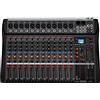 Depusheng DA12 Interfaccia controller audio DJ con unità USB per registrazione su computer Mixer audio da studio a 12 canali Jack microfono XLR alimentazione 48V ingresso/uscita RCA