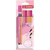 STABILO Fineliner & Pennarello Premium Shades of Pink - Astuccio da 8 - con 4 Fineliner point 88 & 4 Pennarelli Premium Pen 68