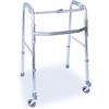 Praxis Medical Network DEAMBULATORE PIEGHEVOLE ALLUMINIO - ALTEZZA REGOLABILE - 2 RUOTE PIROETTANTI MM.80 + 2 PUNTALI - MARCHIO CE