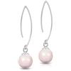 DTPsilver® Orecchini Pendenti a Gancio Lungo in Argento 925 - Piccole Perle rotonde di Cristalli Swarovski® Elements - Diametro: 10 mm - Rosaline