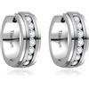 JMFENFA G23 - Orecchini a cerchio in titanio per orecchie sensibili, in puro titanio con zirconia cubica, per uomo e donna, 12mm, Titanio, Zirconia cubica
