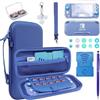 FIWWAT Switch Lite Case 19 in 1 Accessories Bundle with Carrying Case, Switch Lite Protective Case, Travel Game Case with Screen Protector Cover, Humb Grips,Stand,Clear Case for Boys (Navy Blue)