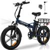 ECORUSH Bici Elettrica Pieghevole,Fat bike elettrica 20 4,0 Bicicletta elettrica con batteria rimovibile da 48V 15Ah Ebike per tutti i terreni adatto a uomini e donne