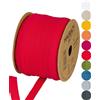 Halbach Seidenbänder Nastro di cotone 10 mm x 30 m, nastri per fai da te, nastro in tessuto per decorazioni, 100% cotone, fai da te, nastro sbieco per lavori di cucito, colore: rosso, 24500