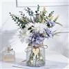 COZZI CODI Fiori finti blu con vaso, centrotavola per sala da pranzo, composizioni floreali in seta per la casa, decorazioni per piante da bagno e soggiorno, centrotavola