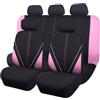 Flying Banner Set completo di coprisedili universali in tessuto a rete traspirante, compatibili con airbag, colore: nero e rosa