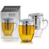 Creano Bicchiere da tè tutto in uno da 400 ml, grande tazza da tè con colino in acciaio inossidabile e coperchio in vetro, teiera in attraente confezione regalo 2 pezzi (confezione da 1)