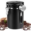 Nizirioo Barattolo per caffè ermetico in acciaio inox, da 1,8 l, con cucchiaio, contenitore per caffè con indicazione della data, per chicchi di caffè, colore nero
