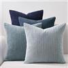 Topfinel Federe Cuscini in Velluto a Coste Blu 60x60 Set 4 Pezzi Copricuscini Quadrati Elegante Decorativa per Salotto Moderno Cuscino Cerniera Invisibile per Camera da Letto