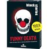 moses 90051 Black Stories Funny Death-50 Casi Reali Intorno a Tipi assurdi di Morte, la Carta del crimine con Due Varianti, Gioco di Puzzle per Adolescenti e Adulti, Bianco, S