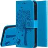 IMEIKONST Custodia Compatibile con Huawei P20 Lite, Goffratura Arts Premium a Libro in PU Pelle Portafoglio Magnetica Porta Carte Flip Protettiva Caso per Huawei P20 Lite. Wish Tree Blue KT1