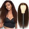 AiPliantfis Human Hair Wig Chocolate Wig Curly Wave 4x4 Lace Front Wig with Baby Hair Parrucca Donna Capelli Veri Umani Grade 8 A Brazilian Remy Hair Unprocessed Virgin Hair for Woman 10 Inch