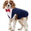 PUMYPOREITY Vestito Cotone per Cani Maglietta Shirt Cani Cappottino Completo Elegante con Papillon Abbigliamento Costume per Cani Feste Halloween Matrimoni Compleanno Natale(Blu, M)
