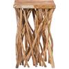 Qiyano Tavolino in legno massello unico, da balcone, soggiorno, tavolino in teak, look retrò, quadrato, piccolo, altezza ca. 60 cm, colore: laccato