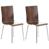 CLP - Set di 2 sedie Pepe per sala d'attesa, in legno, robuste, con gambe stabili in metallo, altezza seduta 45 cm, 12 colori a scelta noce