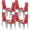anrekl Set di 8 sedie da pranzo con braccioli, gambe in metallo, moderna sedia da cucina, comoda seduta, per sala da pranzo, soggiorno, cucina, rosso