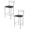 t m c s Tommychairs - Set 2 sgabelli alti modello Elegance per cucina e bar, struttura in acciaio verniciata colore alluminio e seduta imbottita e rivestita in pelle artificiale colore moka