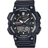 Casio Orologio Quarzo Uomo, misura cassa 47.00mm con quadrante Nero Analogico e Digitale e cinturino Nero in Rubber Strap AEQ-110W-1AVEF