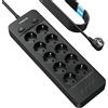 Nveeshox 10 Prese Ciabatta Multipresa con 4 USB-A,5M Prolunga (Nero) | Presa Multipla Salvaspazio, Multipresa con Interruttore Indipendenti, Ciabatta Elettrica Protezione Sovratensione