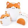 LotFancy Cuscini Peluche Gatti 3 Cuscini Gatto Peluche Cuscini d'Abbraccio 30cm e 17cm Peluche Gattino Morbido Colore Arancione e Bianco