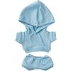 niannyyhouse Vestiti per bambola di peluche, 20 cm, elastico in tinta unita, abbigliamento sportivo, con cappuccio, pantaloni e morbidi accessori per vestire (azzurro, 10 cm)