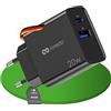 Conecto Caricatore USB-C e USB A, 2 Porte, 20W PD Max, 18W Max, Caricatore Rapido per Telefoni Cellulari, Nero