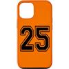 Numbers and Letters Custodia per iPhone 15 Pro #25 Numerato College Sports Team nero anteriore e posteriore