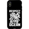 Respect The Ocean - Sea Turtle Scuba Div Custodia per iPhone X/XS Rispetta l'oceano tartaruga marina surfista immersioni subacquee fiori