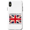 London Tourist Custodia per iPhone X/XS Bandiera nera invecchiata turistica di Londra