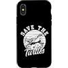 Save The Turtles Custodia per iPhone X/XS Salva le tartarughe marine tartaruga subacquea subacquea surfista vintage
