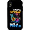 Skip A Straw Save A Turtle Custodia per iPhone X/XS Skip A Straw Save A Turtle Sea Turtle - Fiori per immersioni subacquee