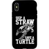 Skip A Straw Save A Turtle Custodia per iPhone X/XS Skip A Straw Save A Turtle Sea Turtle - Fiori per immersioni subacquee