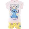 Disney Stitch Set da 2 Pezzi per Ragazze, Design Stitch, Pigiama in Morbido Cotone Maglietta e Pantaloncini per Bambina, Taglia 6 Anni | Giallo