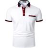 QUNERY Polo Uomo Manica Corta Contrasto vestibilità Regolare Tennis Golf Poloshirt Bianco L
