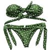 KIRALOVE Costume Donna Due Pezzi - Bikini - Top - Slip - Mare - da Bagno - Coordinato - Ragazza - Regolabile - Pois - Colore Verde e Bianco - Taglia s