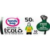 Handy Bag - Sacchetti per la spazzatura con manici scorrevoli Eco 50 x 10 sacchetti - Resistente: pellicola a triplo spessore - Massima tenuta - 100% plastica riciclata proveniente dalla raccolta dei