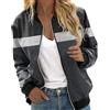 SUPTTING Estiva Giacca Bomber Donna Leggera Giubbotto con Cerniera Lampo Stile Casual e Leggera Moto Mezza Stagione College Giubbotto Invernale Impermeabile Collo Coreana Sportiva sotto