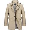 Mymyguoe Cappotto Uomo Medio Trench Giacca Outdoor Antivento Giacca Invernale ispessita Cappotto di Lana Giacca Invernale per Business Tempo Libero Grandi Dimensioni Cappotto Cardigan, cachi, L