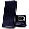 EATCYE Cover per Samsung Galaxy S20 Ultra,Custodia in Vera Pelle Flip Stile Pelle Libro Portafoglio in Pelle Ultra Sottile con Magnetic Closure Paraurti - Nero