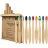 GeekerChip Spazzolino Bamboo per Bambini[10 Pezzi],Spazzolino di Bambù Biodegradabili con Setole di Carbone Morbide e Disegno Ergonomica-10 Colori