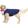 PUMYPOREITY Vestito Cotone per Cani Maglietta Shirt Cani Cappottino Completo Elegante con Papillon Abbigliamento Costume per Cani Feste Halloween Matrimoni Compleanno Natale(Blu, XXL)