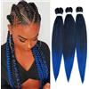 Silk-co 66cm-Extension per Trecce Africane 3 Pezzi Capelli Lunghi Soffice Braiding Hair Extension Treccine per Capelli Finti-Nero Scuro a Blu