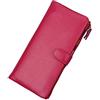 AprinCtempsD Portafoglio in Vera Pelle Porta carte di credito Lungo Portamonete Elegante Pochette Grande Capacità Cerniera per Donna (Rosa)