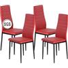 anrekl Set di 4 sedie da pranzo con braccioli, gambe in metallo, moderna sedia da cucina, comoda seduta imbottita, per sala da pranzo, soggiorno, cucina, rosso