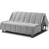 EVERGREENWEB MATERASSI & BEDS EVERGREENWEB Copridivano per Divano Letto Matrimoniale 3 Posti largo 160 cm senza Braccioli, Rivestimento Letto Estraibile Pieghevole Sfoderabile con Zip, Fodera in Tessuto Grigio Trapuntato Lavabile