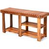 HOMASIS Panca Scarpiera con 3 Livelli, Portascarpe Ingresso in Legno, Scaffale per Scarpe con Capacità di 4 Paia di Scarpe per Corridoio, Soggiorno, Bagno (87 x 28 x 45 cm)