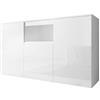 MB Muebles Bonitos, Credenza Madia Nevada, Soggiorno Moderno, Melamina Lucida, Bianco, 140x82x40cm