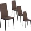 buybyroom Set di 4 sedie da sala da pranzo, sedia da cucina Comoda sedia imbottita con tessuto, schienale, gambe in metallo sedia da tavolo da pranzo sedie da pranzo seduta, marrone